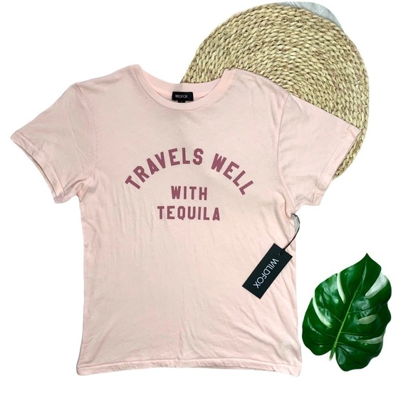 Wildfox Pink Travels Well With Tequila T-Shirt Size Small - Picture 3 of 15